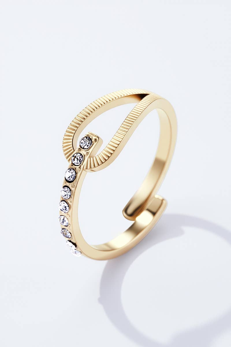 Edelstahlring 424RX134: Gold / Rostfreier Stahl