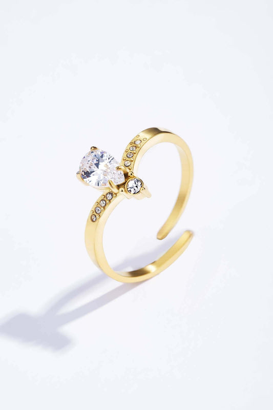 Edelstahlring 424RX244: Gold / Rostfreier Stahl