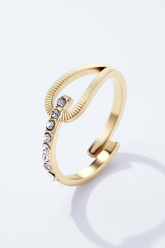 Edelstahlring 424RX134: Gold / Rostfreier Stahl