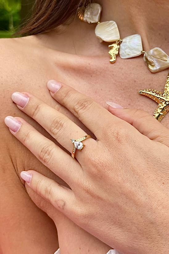 Edelstahlring 424RX244: Gold / Rostfreier Stahl