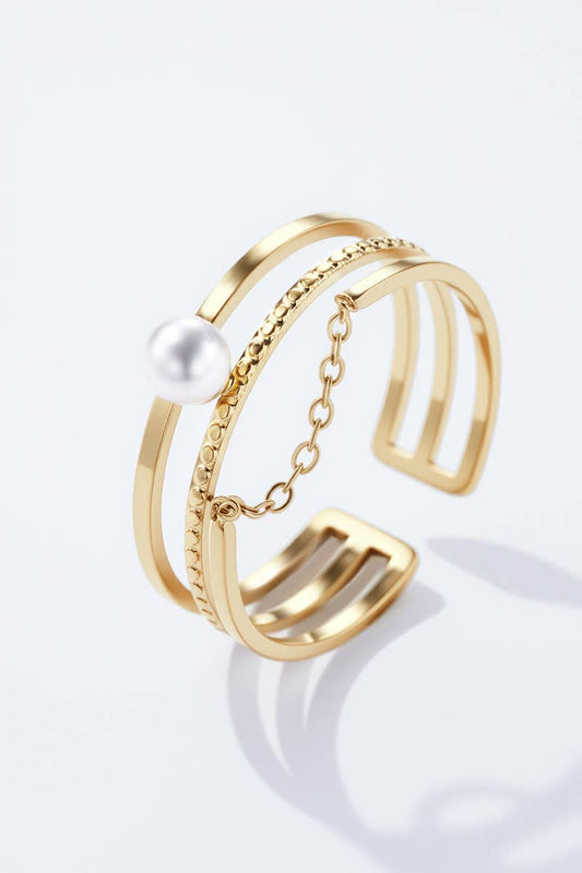 Edelstahlring 424RX158: Gold / Rostfreier Stahl