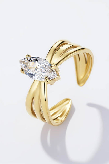 Ring aus Edelstahl mit Strassstein 424RX18: Gelbgold